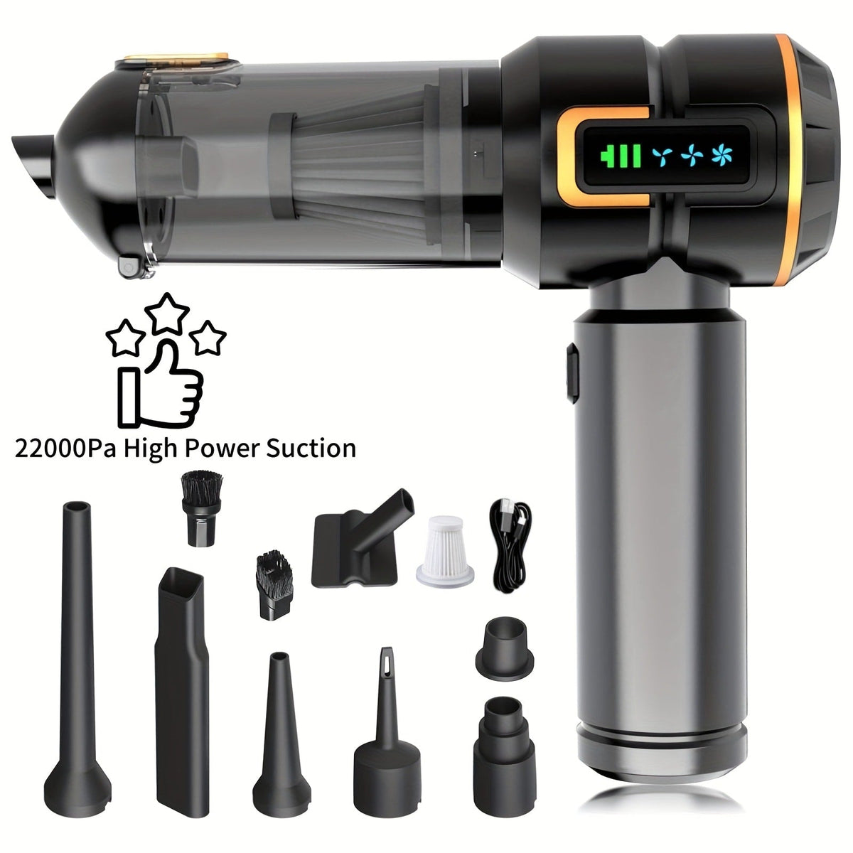 25000PA Handheld Cordless Car Vacuum Cleaner 9-in-1 Rechargeable Brushless Motor Washable Filter Low Noise with Multiple Attachments for Car Home Pet Office Purple Black