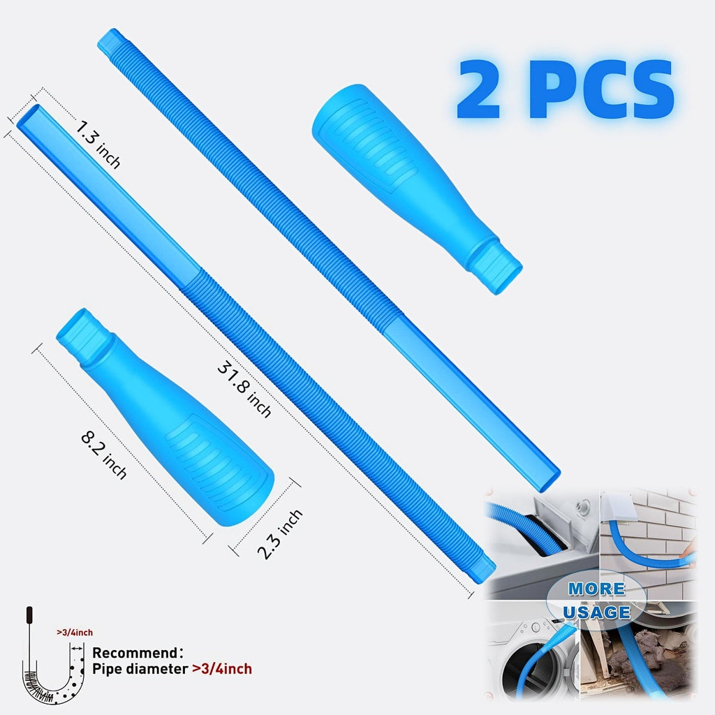 Dryer Vent Cleaner Kit 2pcs Flexible Lint Brush Vacuum Hose Attachment Power Lint Remover for Dryer Vent Refrigerator Coil Cleaning Home Appliance Maintenance