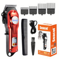 Men's Hair Clipper Set with T-Trimmer - USB Rechargeable Electric Hair Cutting Kit with LED Display, Cordless Grooming Combo for Beard Shaping, Fading & Detailing, Holiday Gift for Men, Red