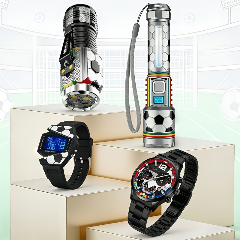 Flashlight & Watch Gift Set - Super Bright LED Handheld Flashlight with Multifunctional Watch, Adjustable Focus, Side Light, Multiple Modes & Long Range, Tactical Flashlight Gift Set for Men