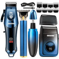 Electric Shaver Grooming Set for Men Hair Clipper Nose Trimmer Razor DIY Barber Kit USB Rechargeable 2 4 Piece Set Gift for Husband Dad Blue Gold White Green