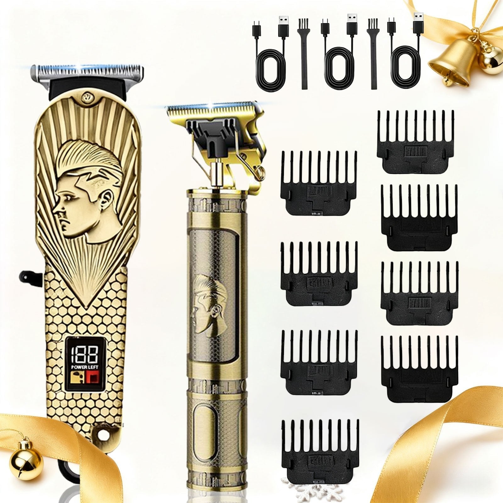 USB Precision Hair Clipper Set for Men ¨C Wireless Electric Clippers & Nose Trimmer Shaver, 2/4pcs Professional Cordless Grooming Kit for Personal Use, Hairdressing & Barber Gift