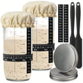 Glass Fermentation Jar Kit 24oz with Thermometer Scraper Cloth Lid Aluminum Lid and Auxiliary Label for Bread Baking Sourdough Juice Fermentation Available in 1 and 2 Pack