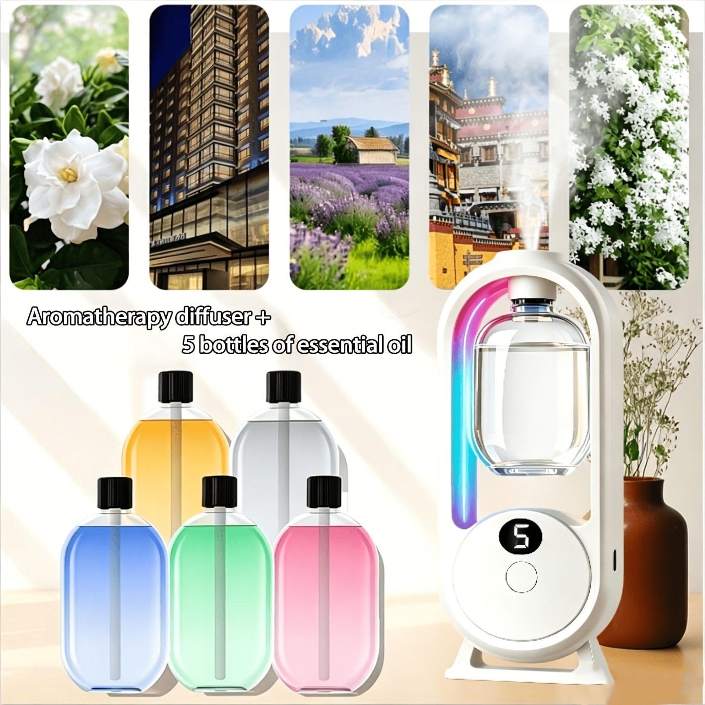 Aromatic Essential Oils for Diffuser 4-Pack Natural Plant Extracts Long-Lasting Floral Scent 4.06oz Portable Travel Size for Bedroom Relaxation Aromatherapy Gift