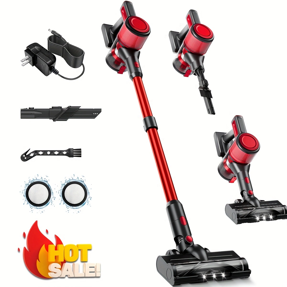 45KPA Cordless Stick Vacuum Cleaner 8-in-1 Rechargeable, Up to 45 Min Runtime Lightweight Handheld Vacuum for Carpet Pet Hair Hardwood Floor Home, Powerful Suction Multi-Attachment Floor Vacuum Cleaner
