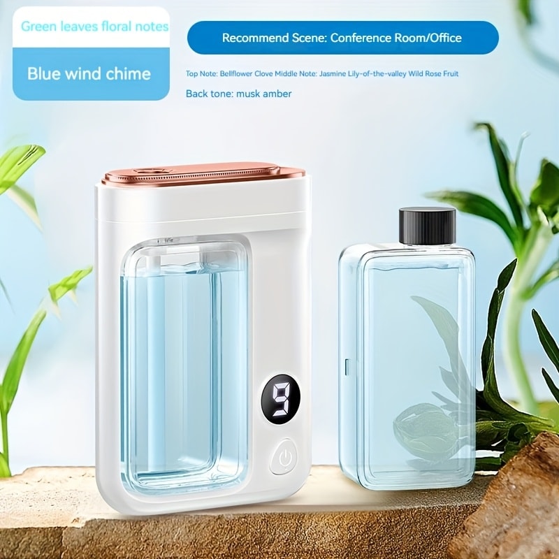 Essential Oil Aromatherapy Diffuser Set ¨C Mini Humidifier with 7 Spray Levels, 1/4/8 Hour Timer, 5.07oz Capacity, Room Decor Scent Diffuser with Hilton, Gardenia, Ocean & Shangri-La Oils