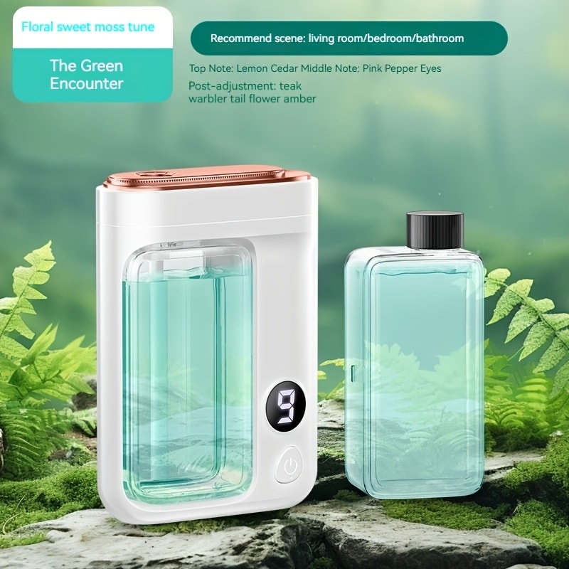 Essential Oil Aromatherapy Diffuser Set ¨C Mini Humidifier with 7 Spray Levels, 1/4/8 Hour Timer, 5.07oz Capacity, Room Decor Scent Diffuser with Hilton, Gardenia, Ocean & Shangri-La Oils