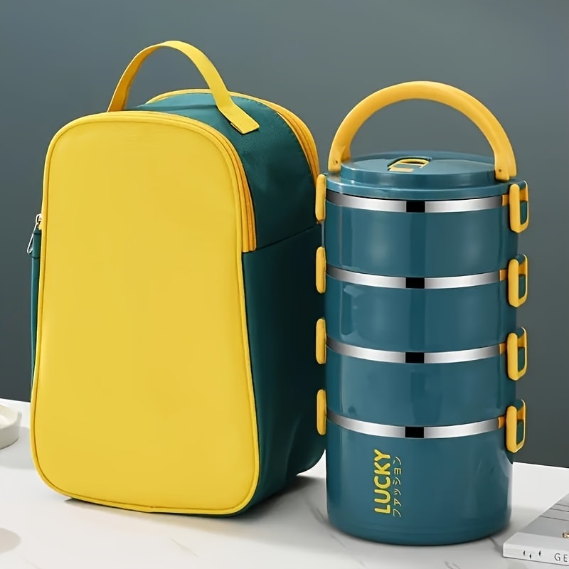 Insulated Lunch Box Set Stainless Steel - Large Capacity Leak Proof Bento Container with Thermal Bag and Cutlery, Microwave Safe Reusable Portable Lunch Box for School Picnic Camping Teens and Workers, Available in Blue and White