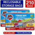 Reclosable Food Storage Bags Heavy Duty Ziplock Seal Fresh-Keeping Bags for Fruits Vegetables Grains Meat Kitchen Organizer Multiple Sizes 0.25 Gal 1 Gal 2 Gal
