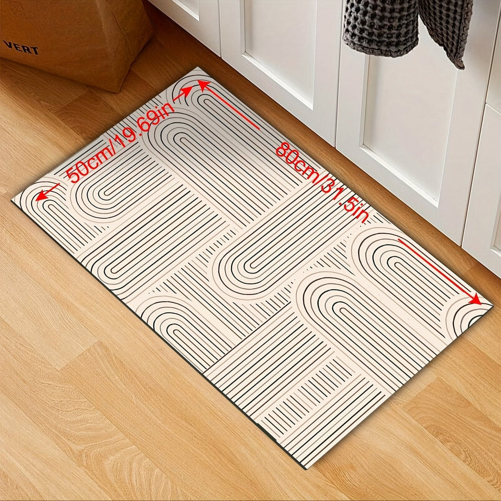 Kitchen Mat Non-Slip Absorbent Runner Rug Nordic Floral Pattern Anti-Fatigue Floor Mat with Rubber Backing for Kitchen Bathroom Hallway Laundry Room Beige Brown Washable
