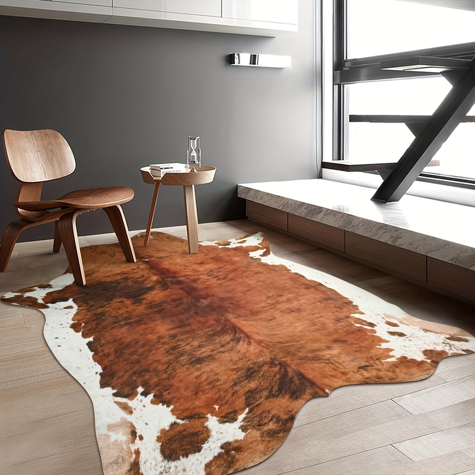 Cowhide Area Rug Faux Animal Print Rug Western Style Non-Slip Floor Mat for Living Room Bedroom Dining Room Office Boho Home Decor Cow Print Carpet