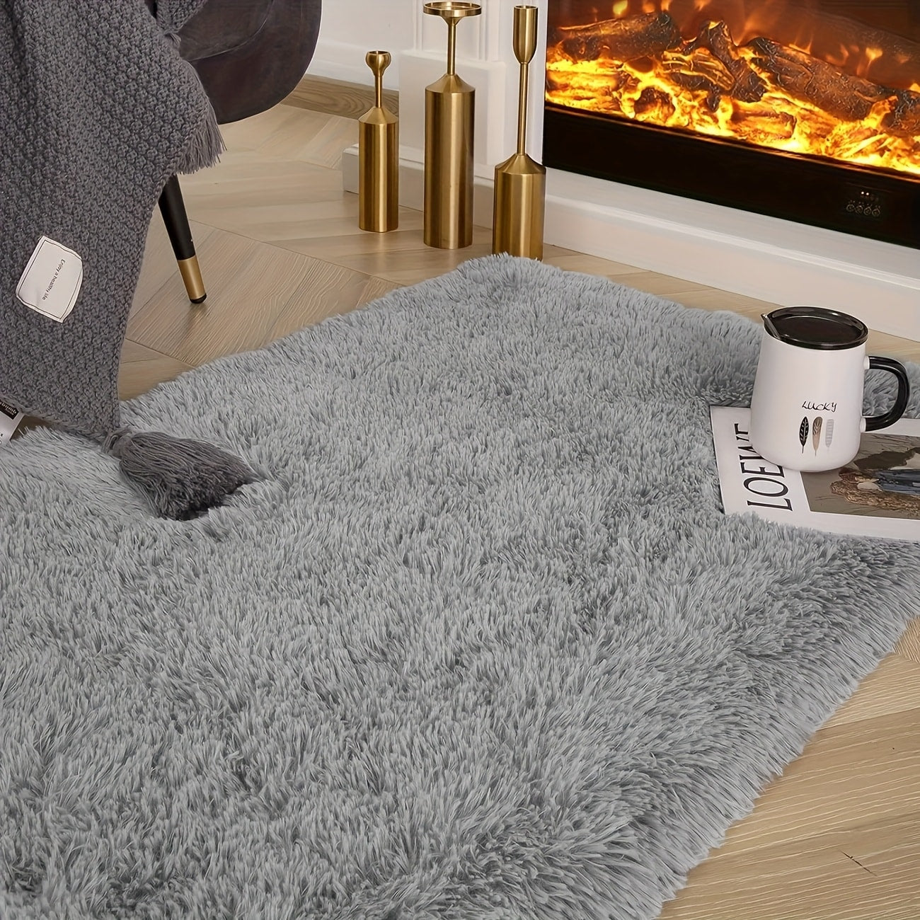Fluffy Area Rug Large Soft Shag Carpet for Living Room Bedroom ¨C Non-Slip Ultra Thick Plush Floor Mat, Multiple Sizes & Colors, Home Decor