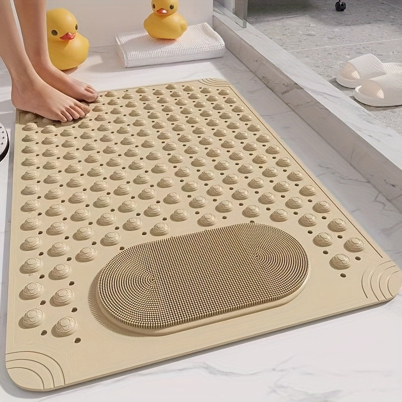 Non-Slip Bath Mat with Massage Buttons - PVC Shower Mat with Polka Dot Pattern, 0.35¡± Thick Rectangular Bathroom Safety Mat | Anti-Slip Bathtub Mat for Shower, Tub & Bathroom Floor | Multiple Colors