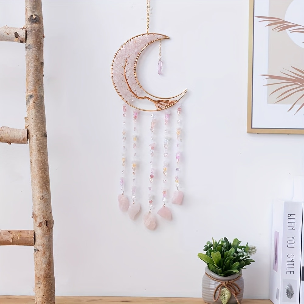 Dreamcatcher Moon Suncatcher Wall Hanging ¨C Handmade Boho Wind Chime Pendant for Indoor Outdoor Garden, Courtyard & Party Decor ¨C Christmas & Birthday Gift