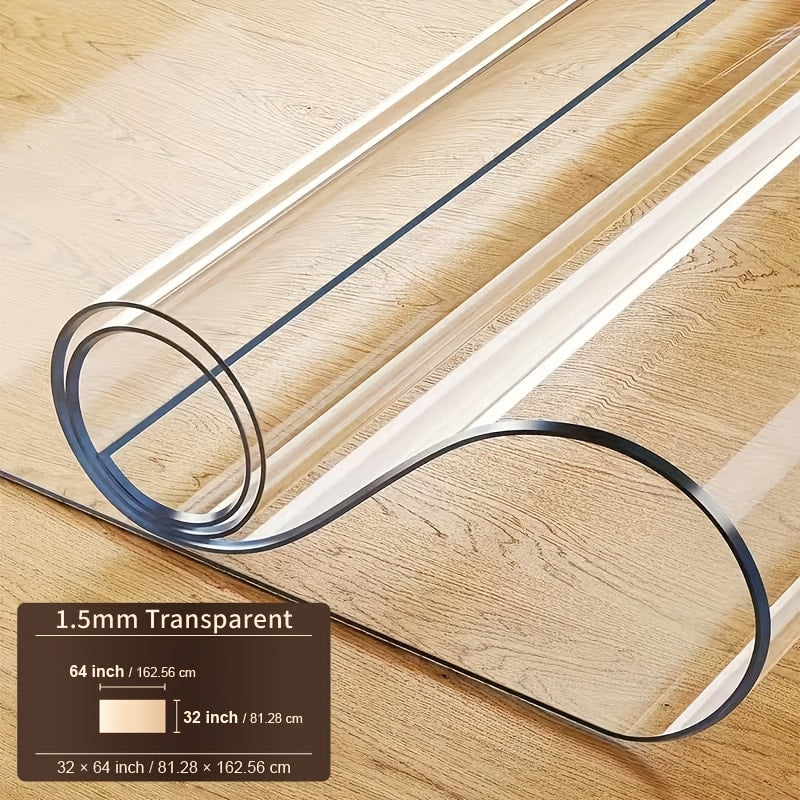 Clear PVC Tablecloth Table Protector 1.5mm Thick Transparent Table Cover Heat Resistant Scratch Resistant Waterproof Desk Mat for Dining Table Home Office Restaurant Coffee Table Multiple Sizes