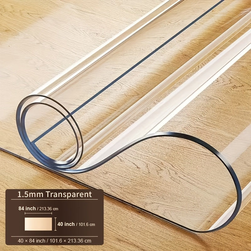 Clear PVC Tablecloth Table Protector 1.5mm Thick Transparent Table Cover Heat Resistant Scratch Resistant Waterproof Desk Mat for Dining Table Home Office Restaurant Coffee Table Multiple Sizes