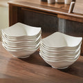 Salad Bowl and Plate Set 4/8/16 Piece ¨C Reusable White PP Plastic Microwave Safe Stackable Lightweight Tableware for Picnic Outdoor Party Wedding Hotel Camping Dessert Cold Dish Serving