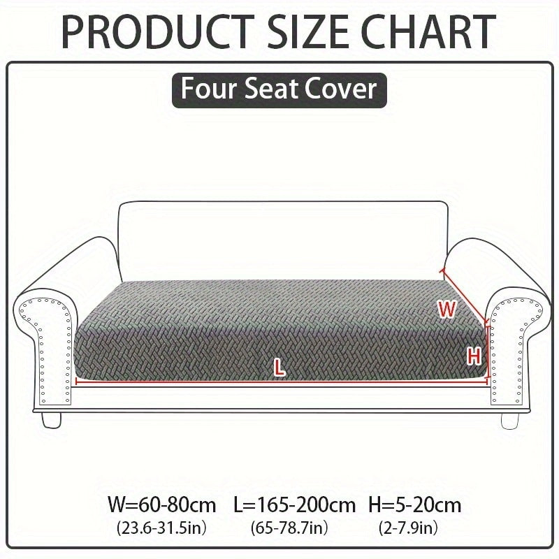 Jacquard Stretch Sofa Cover Non-Slip | Elastic Wear-Resistant Couch Slipcover, Polyester Jacquard Fabric, 1 to 4 Seat Sectional L-Shape, Armrest Backrest, Machine Washable