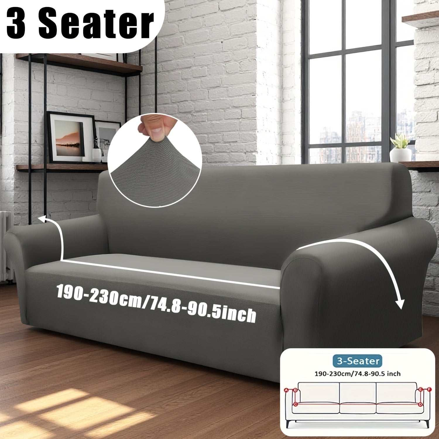 Stretch Sofa Cover Elastic Band | Milk Fiber Fabric Slipcover, Machine Washable Polyester Spandex, 1 to 4 Seater Armchair Couch Cover, Red Gray Blue Black Coffee, Home Decor
