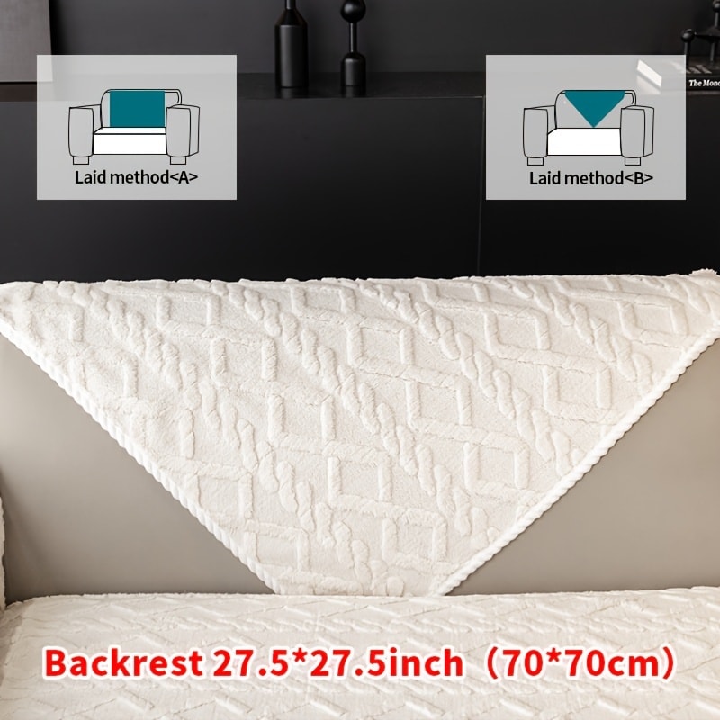Plush Sofa Cover Couch Cover | Anti-Slip Pet Dog Friendly Velvet Sofa Mat, Single Two Three Four Seat, Backrest Armrest Pillow Cover, Living Room Bedroom Decor