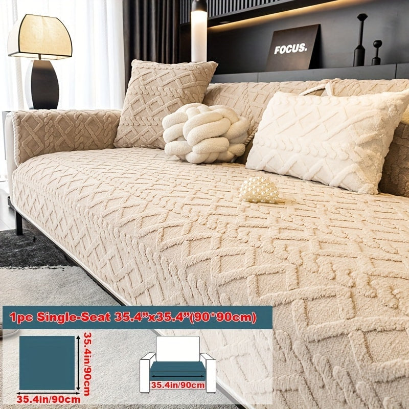Plush Sofa Cover Couch Cover | Anti-Slip Pet Dog Friendly Velvet Sofa Mat, Single Two Three Four Seat, Backrest Armrest Pillow Cover, Living Room Bedroom Decor