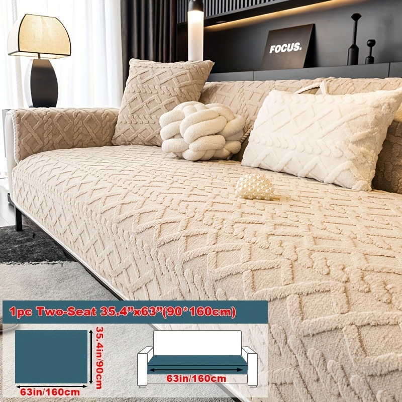 Plush Sofa Cover Couch Cover | Anti-Slip Pet Dog Friendly Velvet Sofa Mat, Single Two Three Four Seat, Backrest Armrest Pillow Cover, Living Room Bedroom Decor