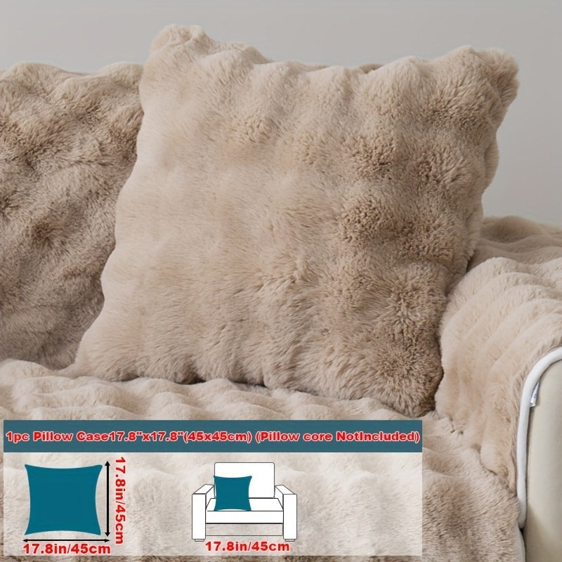 Faux Rabbit Plush Sofa Cover Winter Warm Thickened Anti-Slip Pet Friendly Cushion Protector for Living Room Bedroom Office 1 2 3 4 Seater