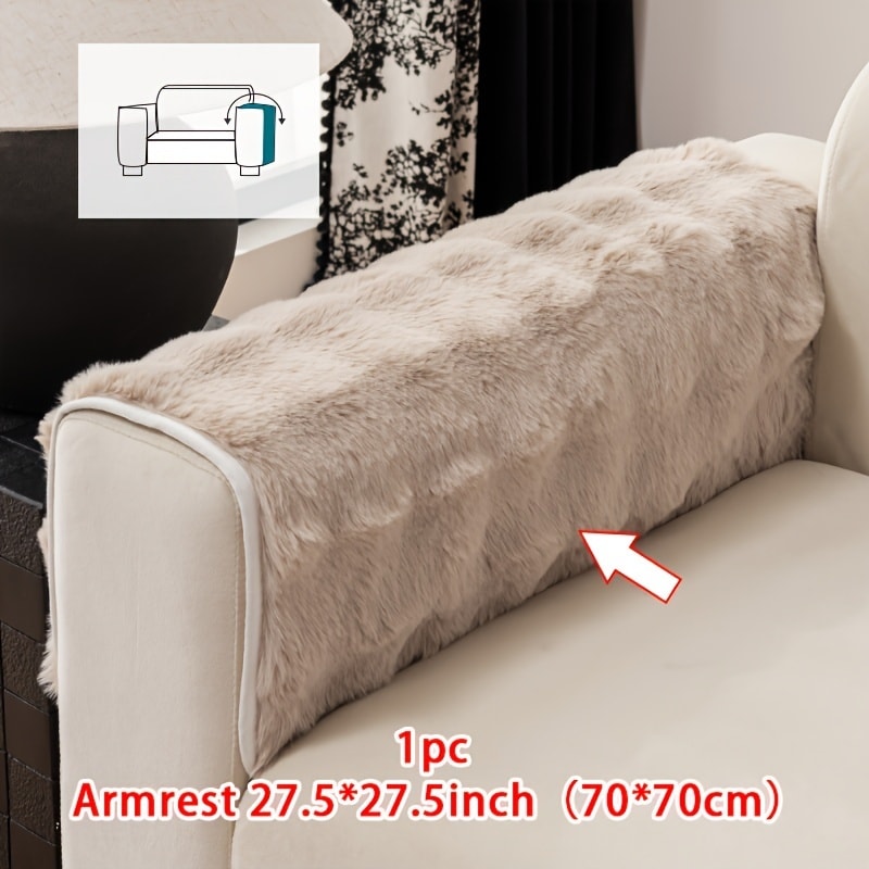 Faux Rabbit Plush Sofa Cover Winter Warm Thickened Anti-Slip Pet Friendly Cushion Protector for Living Room Bedroom Office 1 2 3 4 Seater