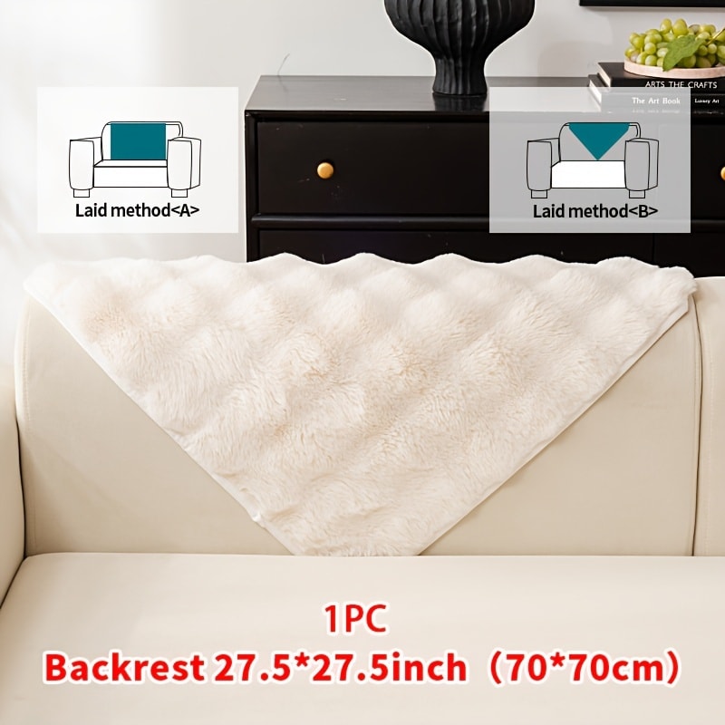 Faux Rabbit Plush Sofa Cover Winter Warm Thickened Anti-Slip Pet Friendly Cushion Protector for Living Room Bedroom Office 1 2 3 4 Seater