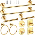 10-Piece Bathroom Hardware Set SUS304 Stainless Steel Wall Mounted Towel Bar Toilet Paper Holder Robe Hooks Gold Black