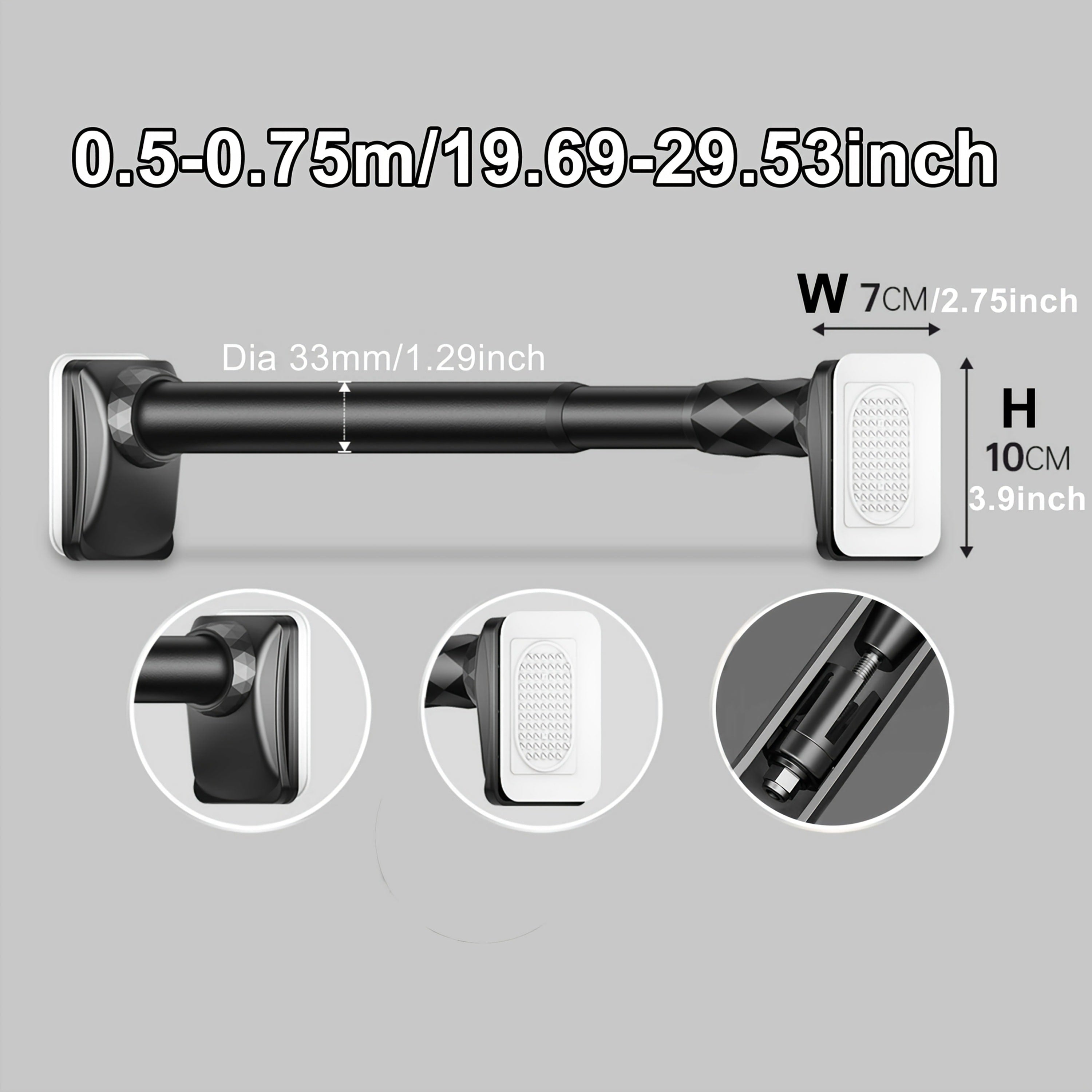 Telescopic Curtain Rod No Drill 15.75¡±-196.85¡± Adjustable Shower Curtain Rod 33mm for Large Windows