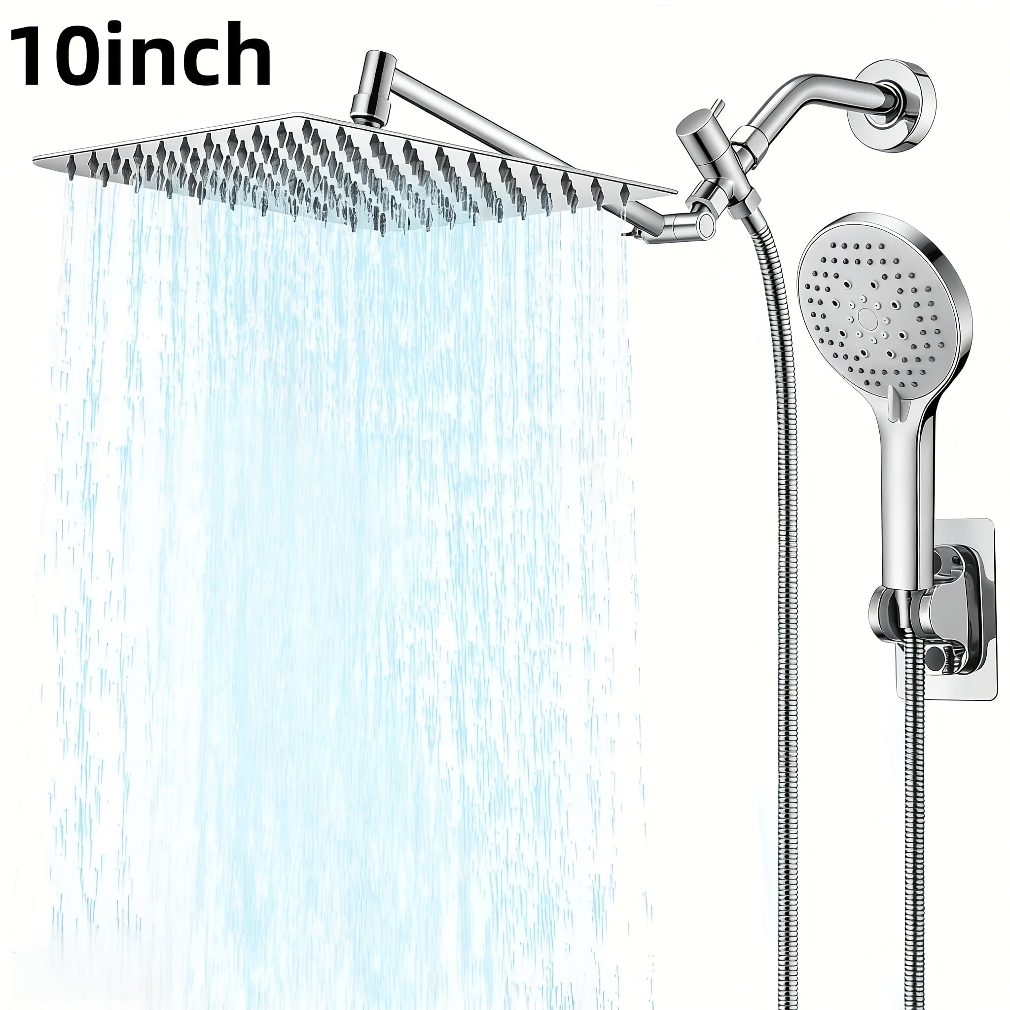 Rain Shower System with Handheld Shower Head ¨C High Pressure Rainfall Showerhead Combo Copper Diverter Anti-Clog 8 10 12 Inch