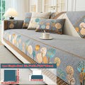 Sofa Couch Cover Light Luxury Geometric Embroidery 1pc - Knit Anti-Slip Four Seasons Universal Pet Friendly Furniture Protection Slipcover | Grey Blue White | Single 2-Seat Living Room Bedroom Office
