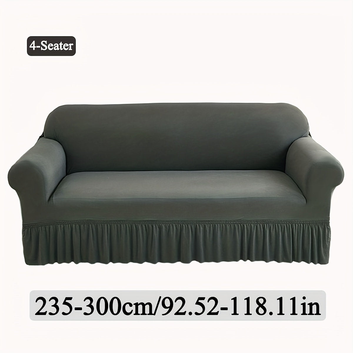Stretch Sofa Slipcover Lightweight Breathable Elastic Full Cover Skirted Design Anti-Slip Soft Cool Comfort Machine Washable for 3 4 Seater Living Room Furniture Protector