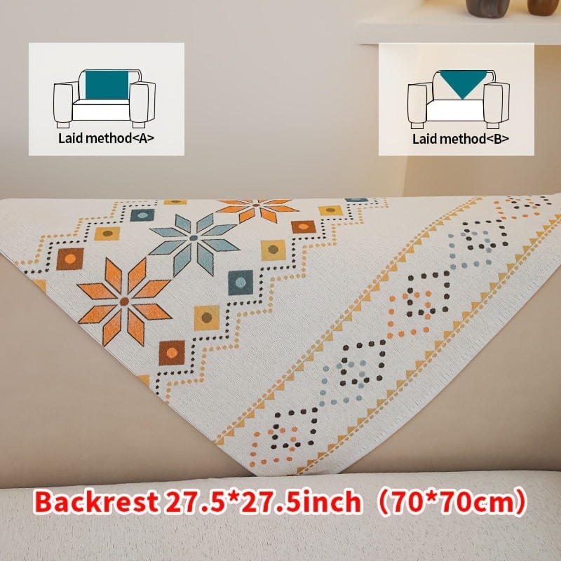 Chenille Sofa Cover Bohemian Style Jacquard Knit Anti-Slip Pet Friendly All Season Sofa Mat Protector - Single 2 3 4 Seater Armrest Backrest Pillow Case Grey White Yellow