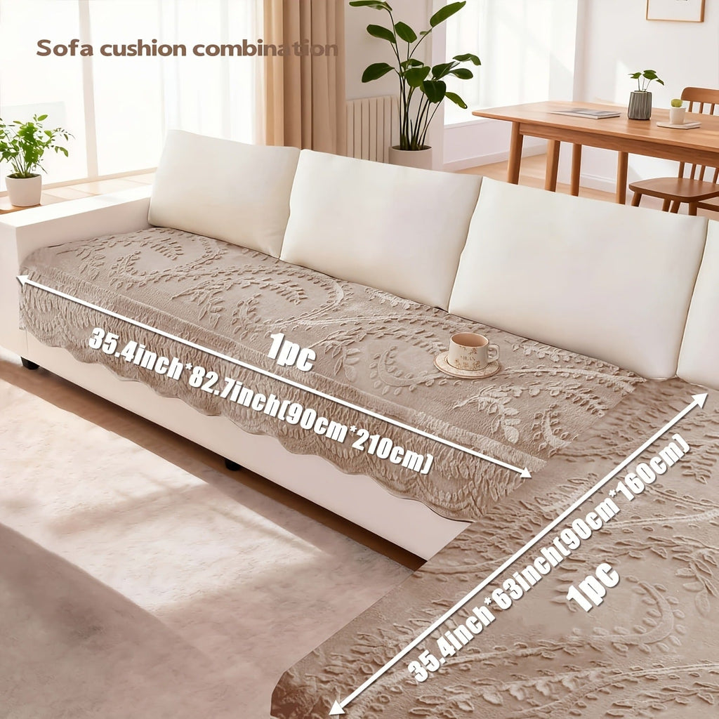 Faux Rabbit Fur Sofa Cover Thickened Quilted Plush Warm Non-Slip Machine Washable Pet Friendly Breathable Sofa Cushion for Living Room Bedroom Office - 2 3 Seater Large