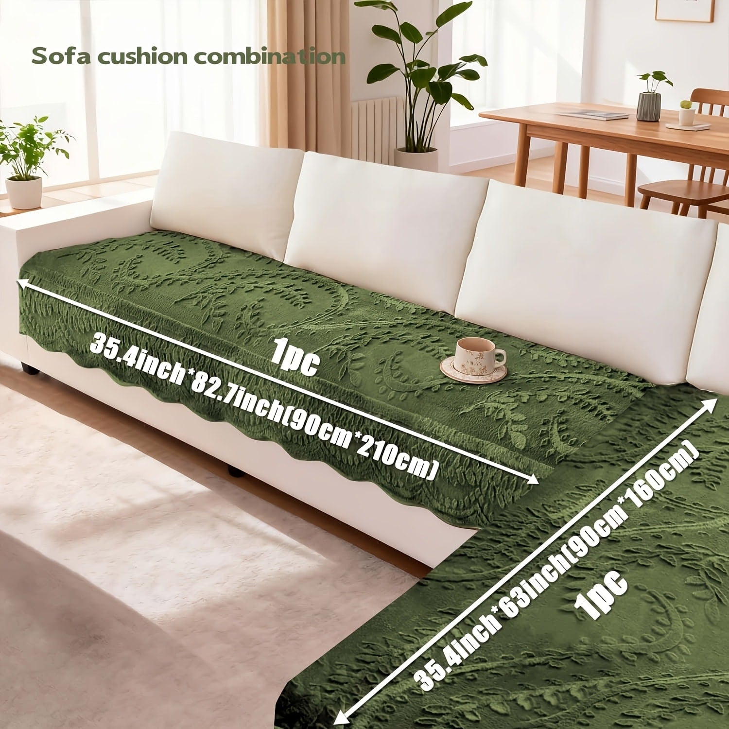 Faux Rabbit Fur Sofa Cover Thickened Quilted Plush Warm Non-Slip Machine Washable Pet Friendly Breathable Sofa Cushion for Living Room Bedroom Office - 2 3 Seater Large