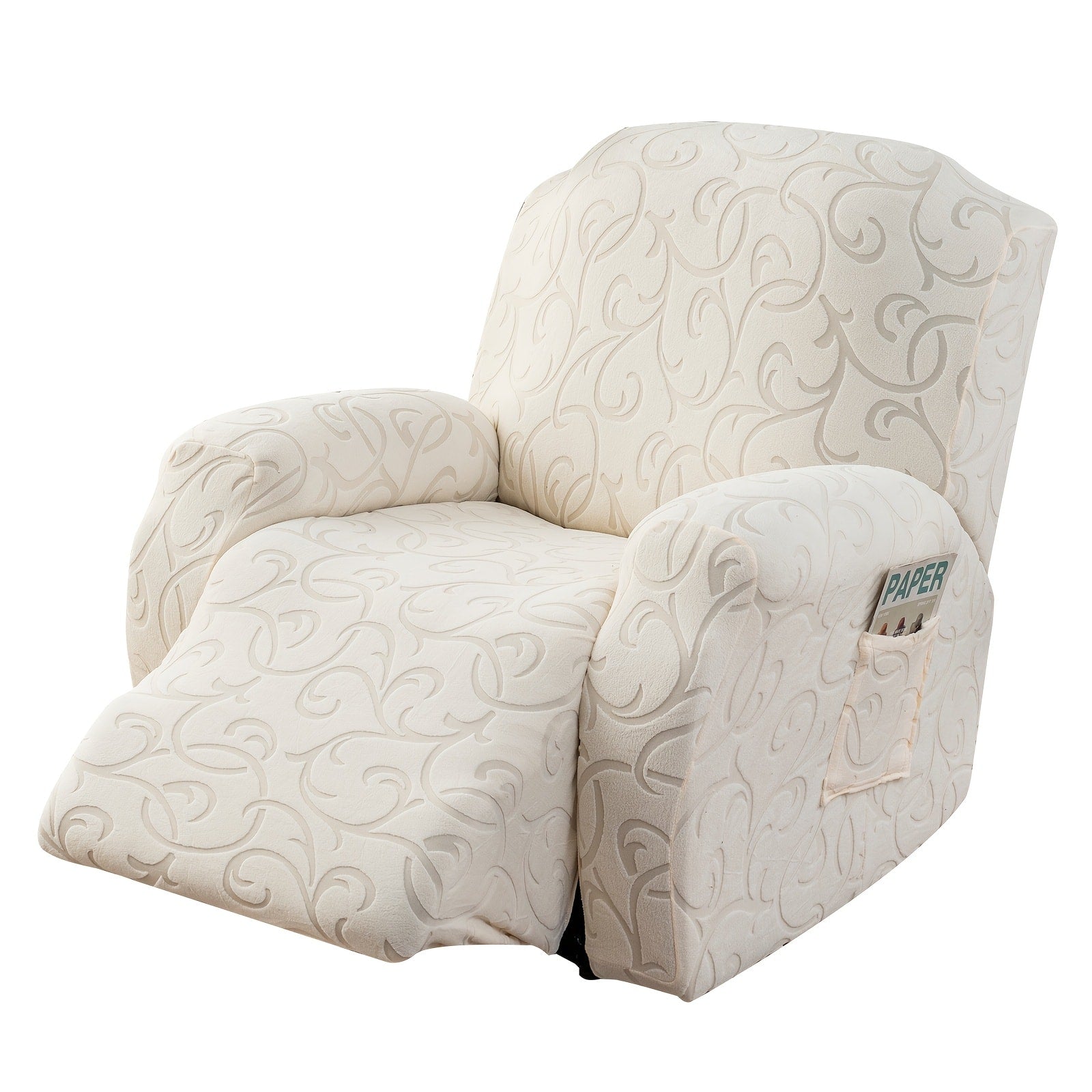 Recliner Chair Cover High Elasticity Stretch Swirl Pattern Slipcover Dust Scratch Resistant Washable Pet Friendly Fits Single Seater Sofa Massage Chair Living Room Furniture Protector
