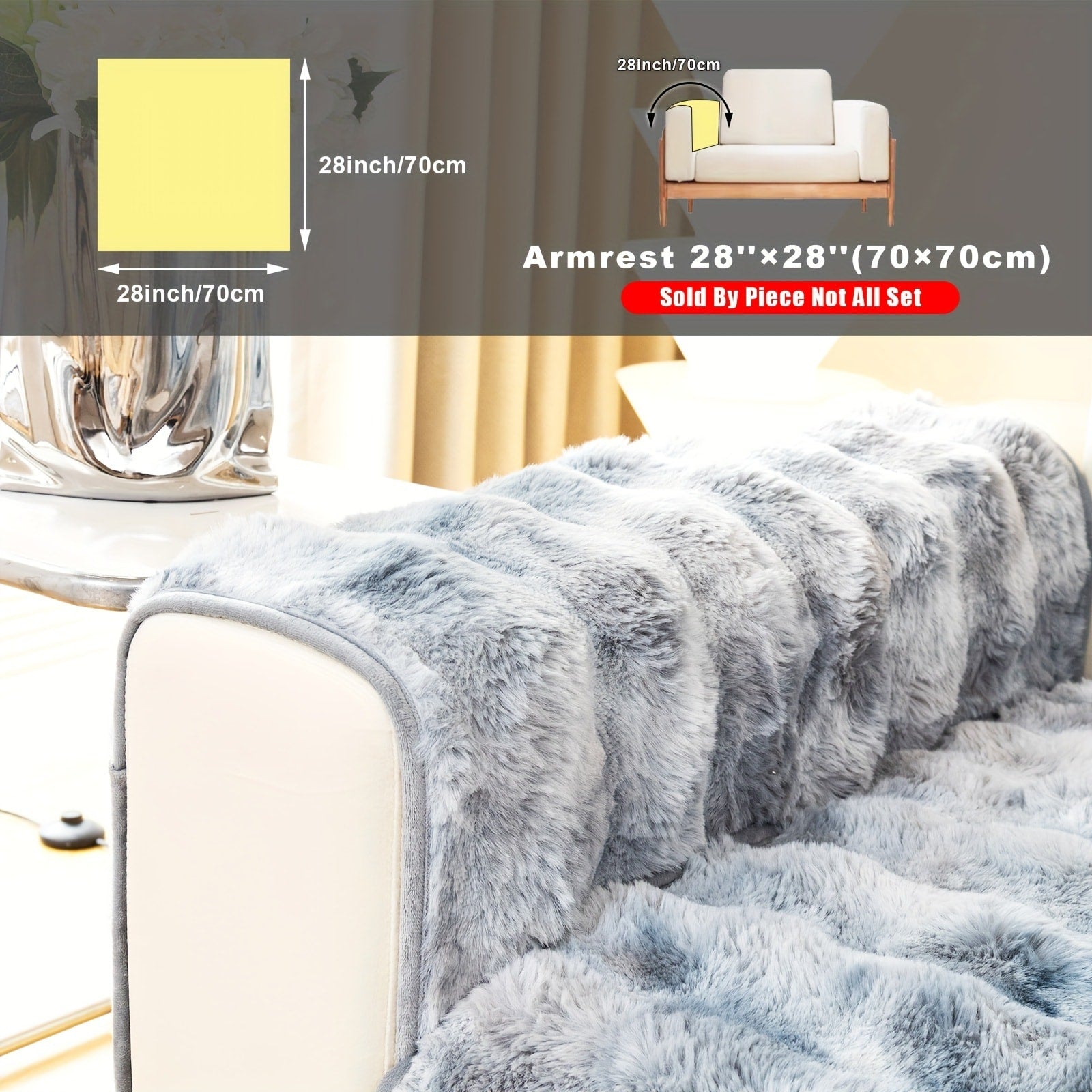 Plush Sofa Cover Faux Lamb Thick Fluffy Couch Slipcover Pet Friendly Machine Washable Gradient Color Polyester Furniture Protector for Armchair Single Double Triple Sofa Living Room Home Decor