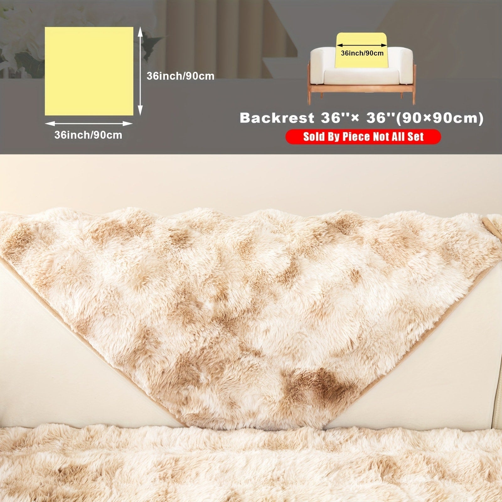 Plush Sofa Cover Faux Lamb Thick Fluffy Couch Slipcover Pet Friendly Machine Washable Gradient Color Polyester Furniture Protector for Armchair Single Double Triple Sofa Living Room Home Decor