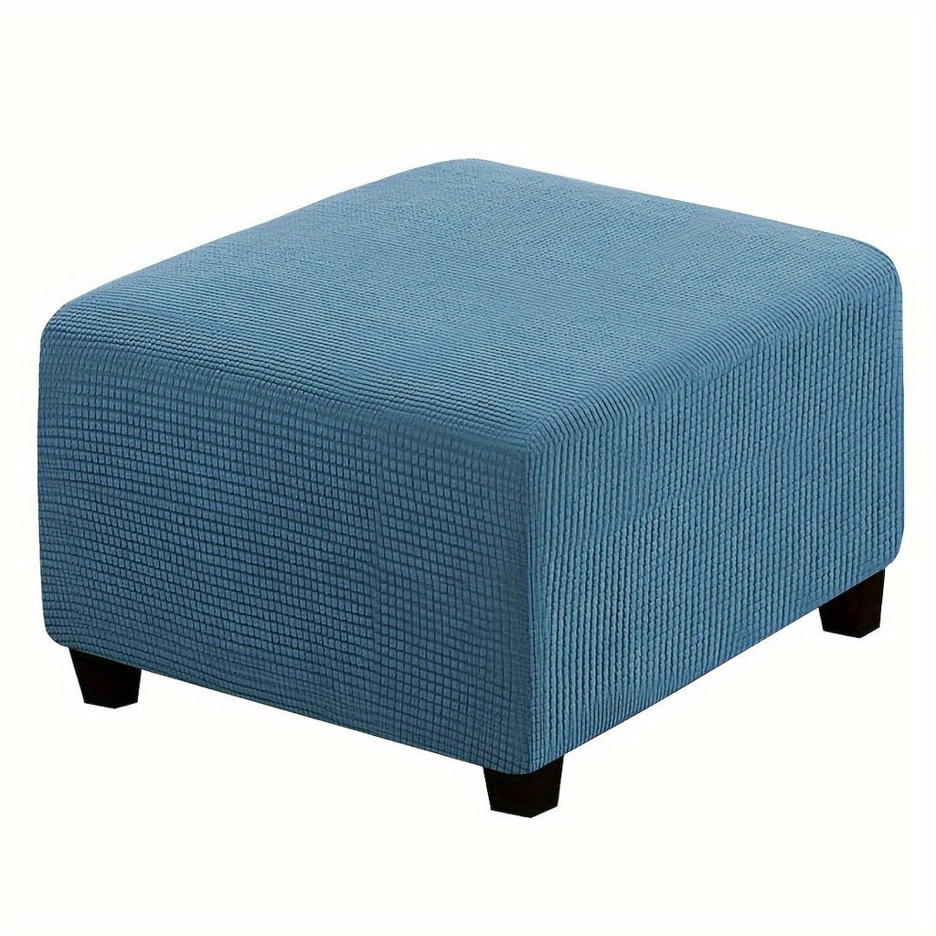 Square Ottoman Cover Elastic Stretch - Polar Fleece Footstool Slipcover with Elastic Band Closure Machine Washable for Home Office Decor, 6 Colors L XL