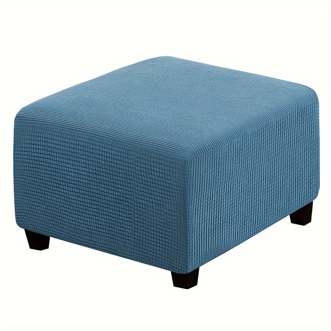 Square Ottoman Cover Elastic Stretch - Polar Fleece Footstool Slipcover with Elastic Band Closure Machine Washable for Home Office Decor, 6 Colors L XL