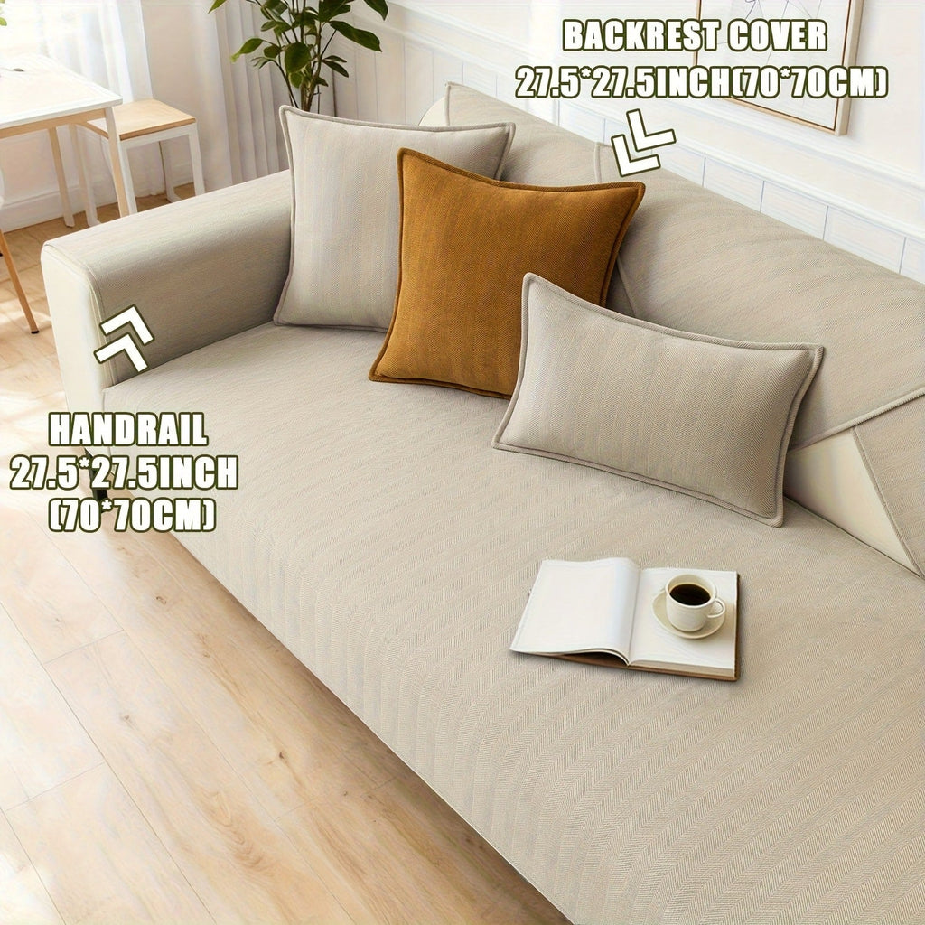 Chenille Ribbed Sofa Cover - Pet Friendly Non-Slip Machine Washable Soft Stretch Slipcover for 1-4 Seater Sectional Sofa Living Room Bedroom Office, 9 Colors