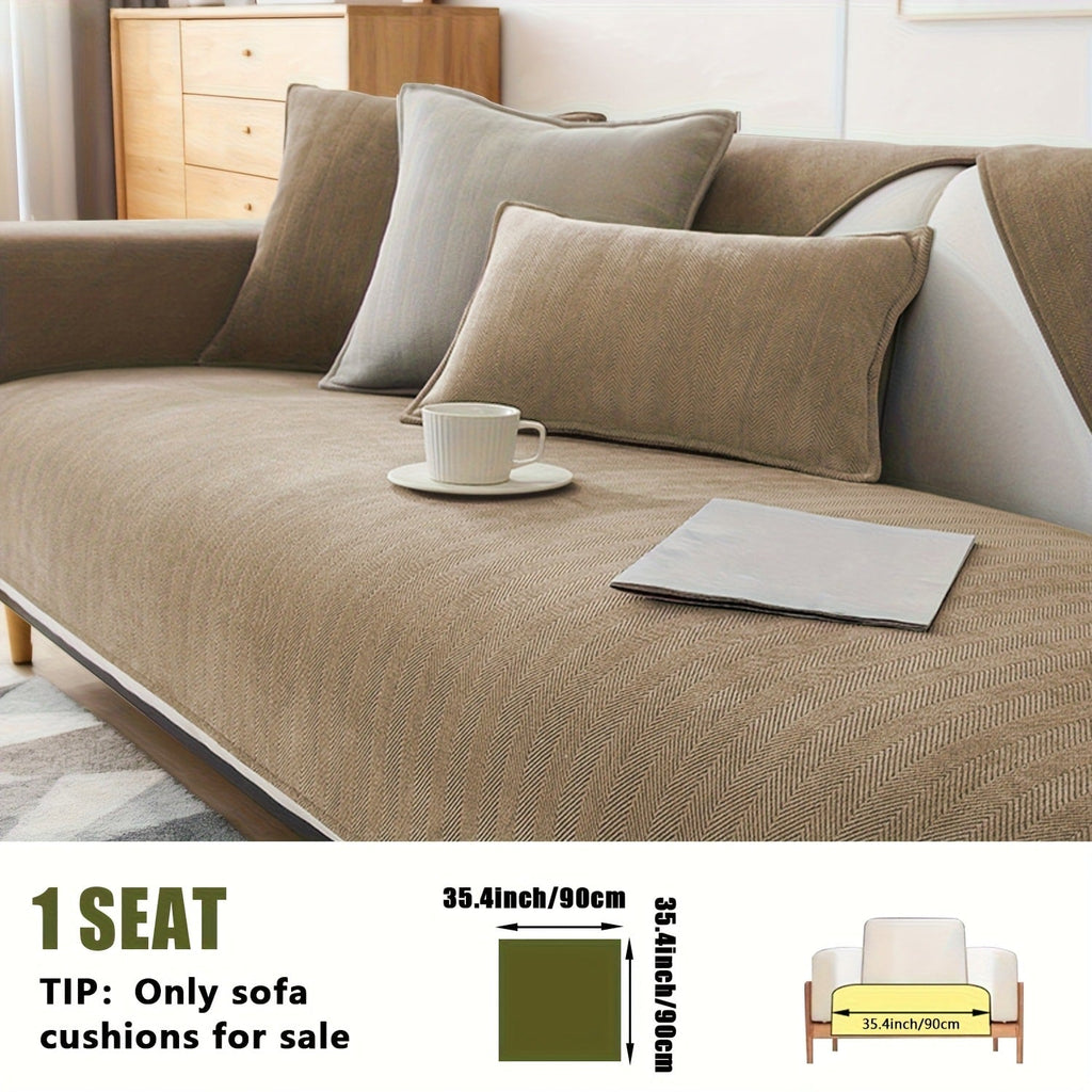 Chenille Ribbed Sofa Cover - Pet Friendly Non-Slip Machine Washable Soft Stretch Slipcover for 1-4 Seater Sectional Sofa Living Room Bedroom Office, 9 Colors