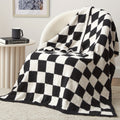 Jacquard Knit Checkered Blanket ¨C Soft Cozy Fluffy Plaid Throw for Couch, Bed & Sofa, All Seasons, 4 Colors, Throw to King Size
