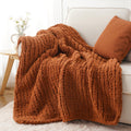 Chunky Chenille Cable Knit Throw Blanket ¨C 350-400gsm Soft Warm Crochet Throw for Sofa, Bed & Couch, Vintage Patchwork, 14 Colors