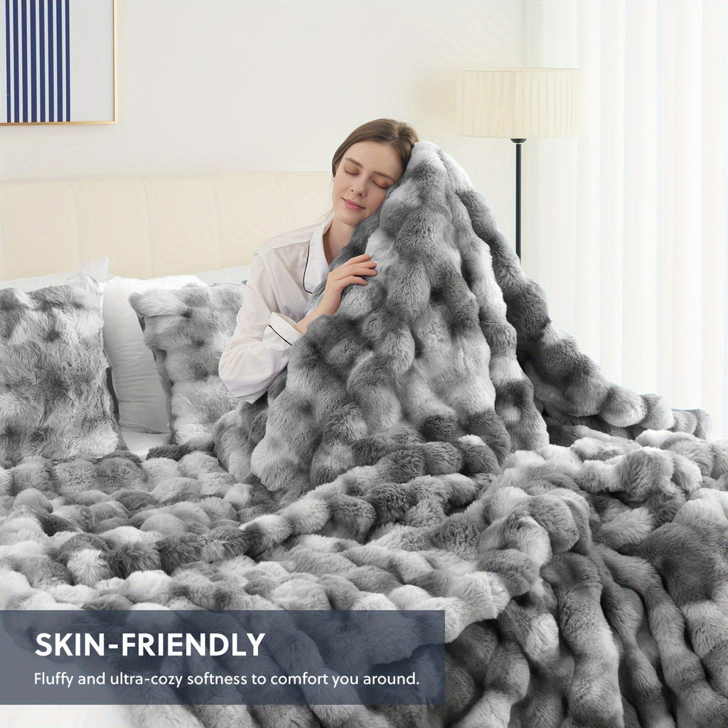 Faux Rabbit Fur Throw Blanket ¨C Ultra-Soft Plush Fleece for Bed, Couch, Sofa & Travel, All Season, 11 Colors, Throw to King Size