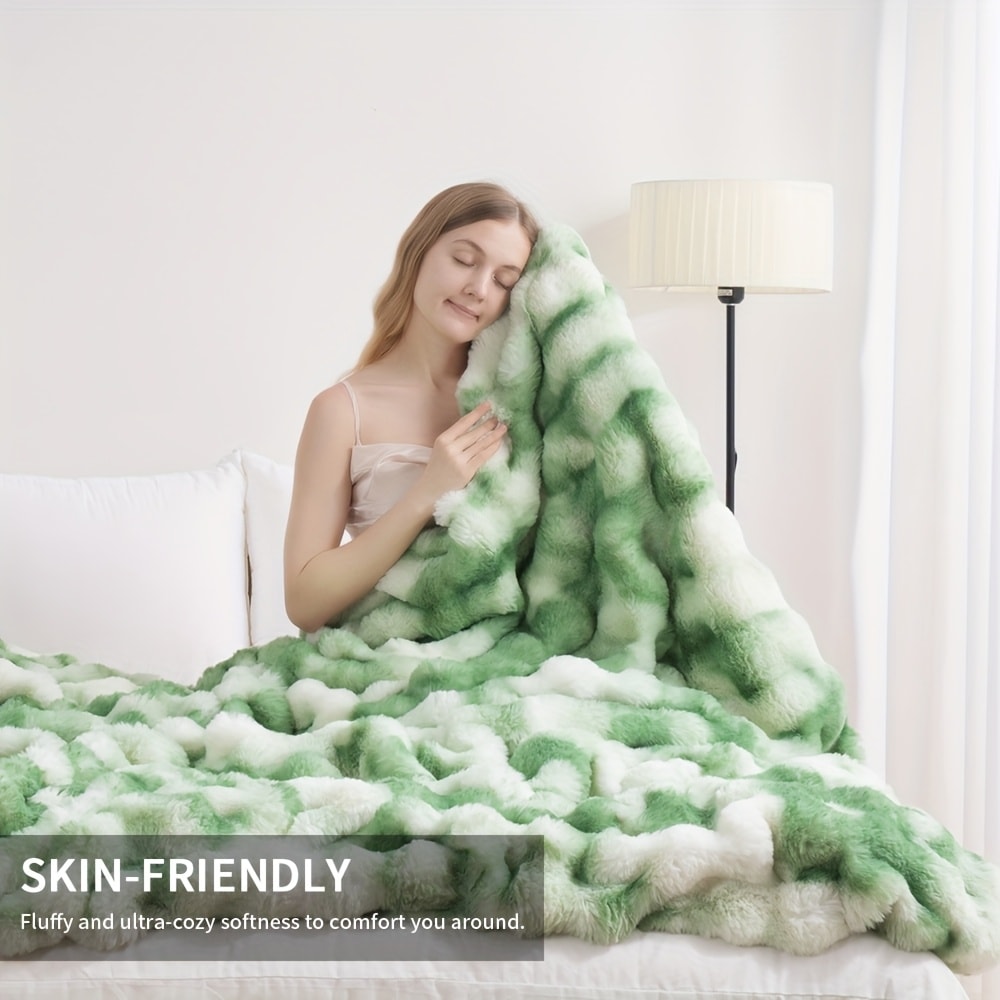 Faux Rabbit Fur Throw Blanket ¨C Ultra-Soft Plush Fleece for Bed, Couch, Sofa & Travel, All Season, 11 Colors, Throw to King Size