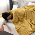 Cotton Waffle Blanket ¨C Pure Cotton Multilayer Summer Cooling Quilt, Jacquard Knit, Machine Washable, Air Conditioning Blanket