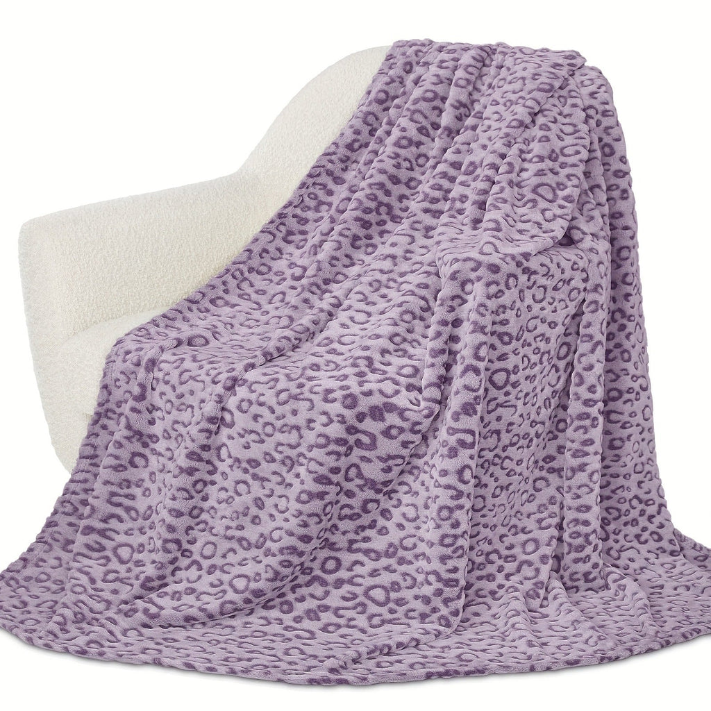 Leopard Print Throw Blanket ¨C Soft Fluffy Jacquard Fleece Flannel for Couch, Bed, Sofa & Camping, 3 Sizes, 5 Colors